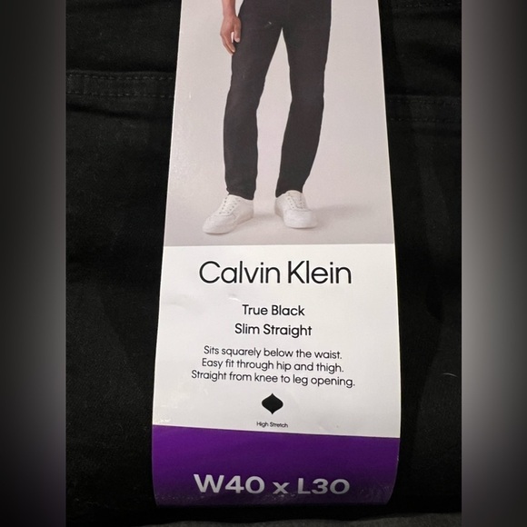 B11.04 NWT Calvin Klein Slim Straight Fit Jean Black W40xL30 - Picture 4 of 4